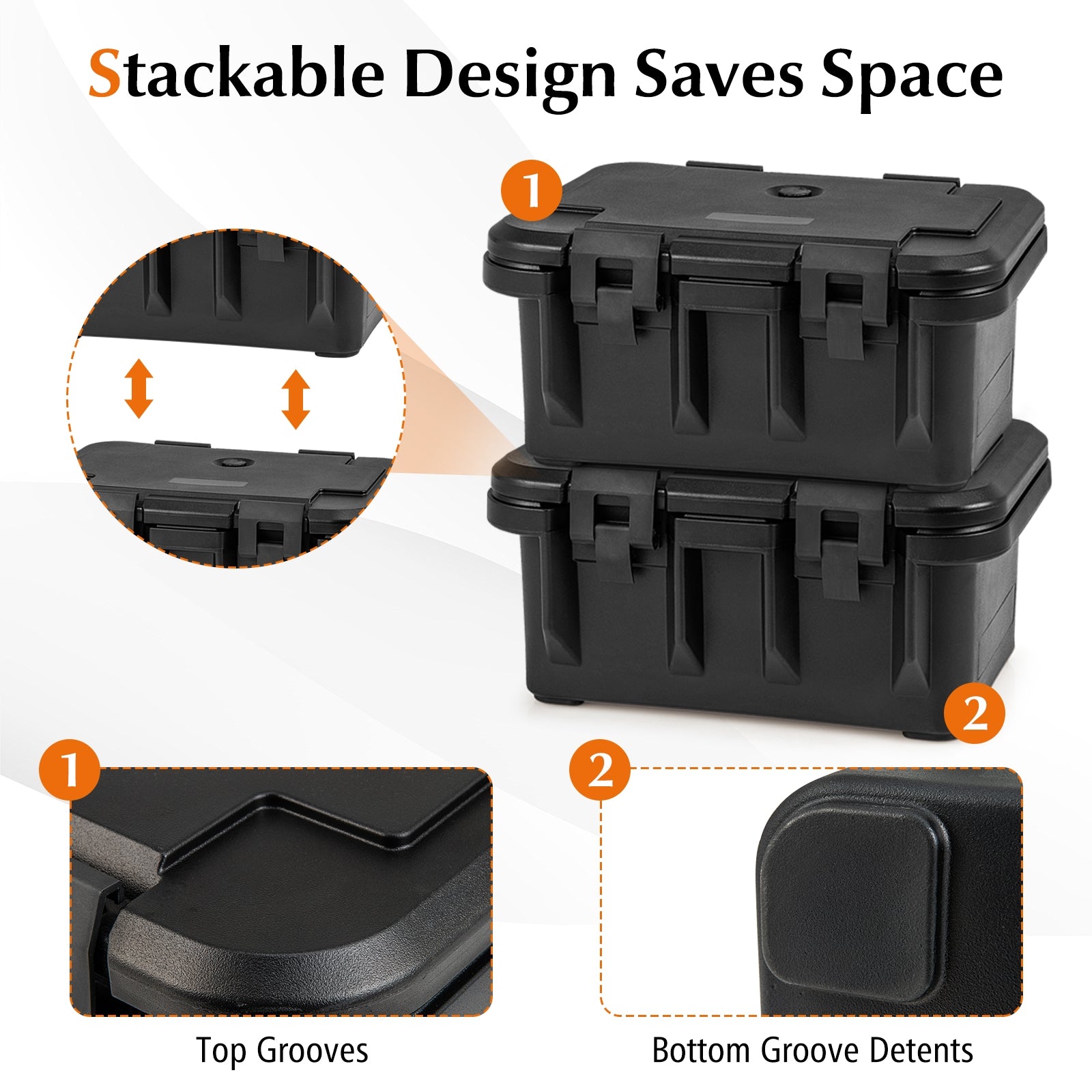 31 QT Insulated Food Pan Container with 3 Transparent One-Third Pans with Lids, Black Food Warmers & Burners   at Gallery Canada