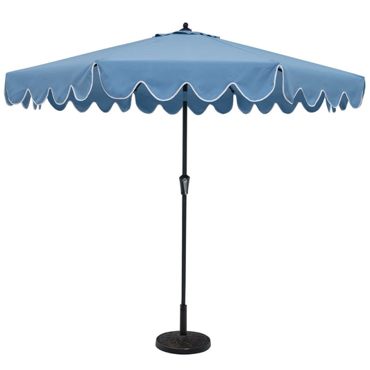 9 Feet Patio Umbrella with Crank Handle and Push Button Tilt, Navy Outdoor Umbrellas Navy  at Gallery Canada