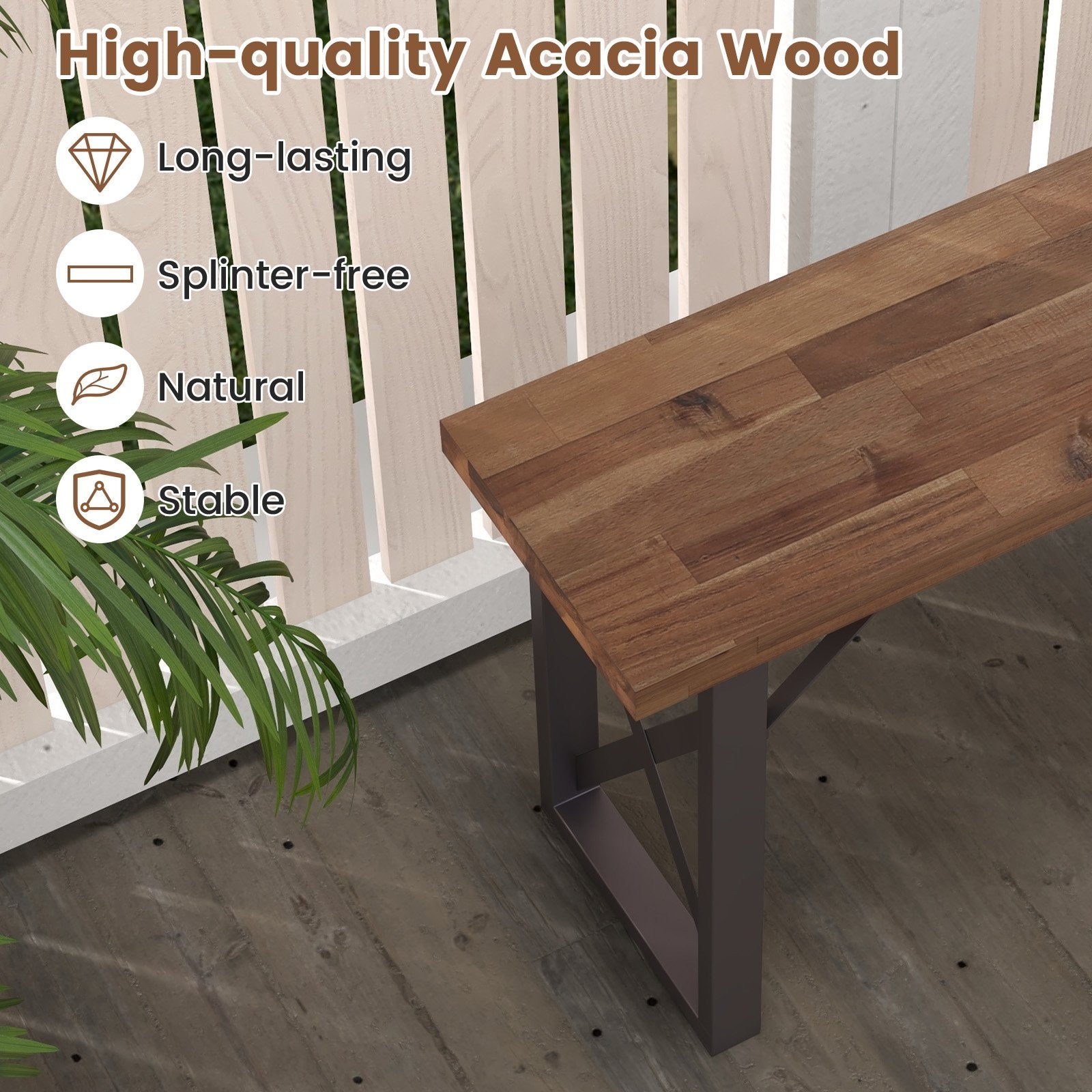 Outdoor Picnic Bench Set Solid Acacia Wood Patio Rectangular Benches, Navy Outdoor Benches   at Gallery Canada