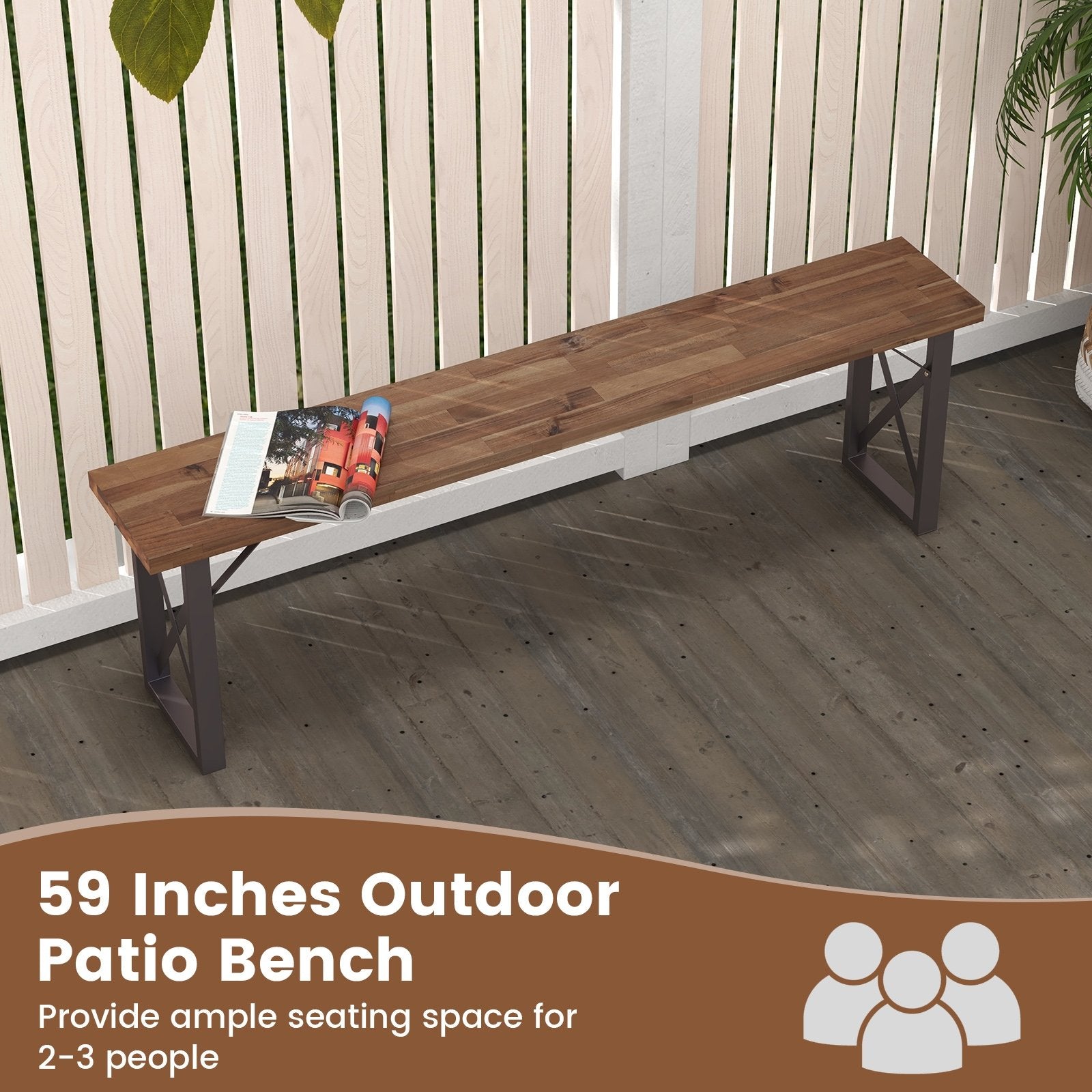 Outdoor Picnic Bench Set Solid Acacia Wood Patio Rectangular Benches, Navy Outdoor Benches   at Gallery Canada