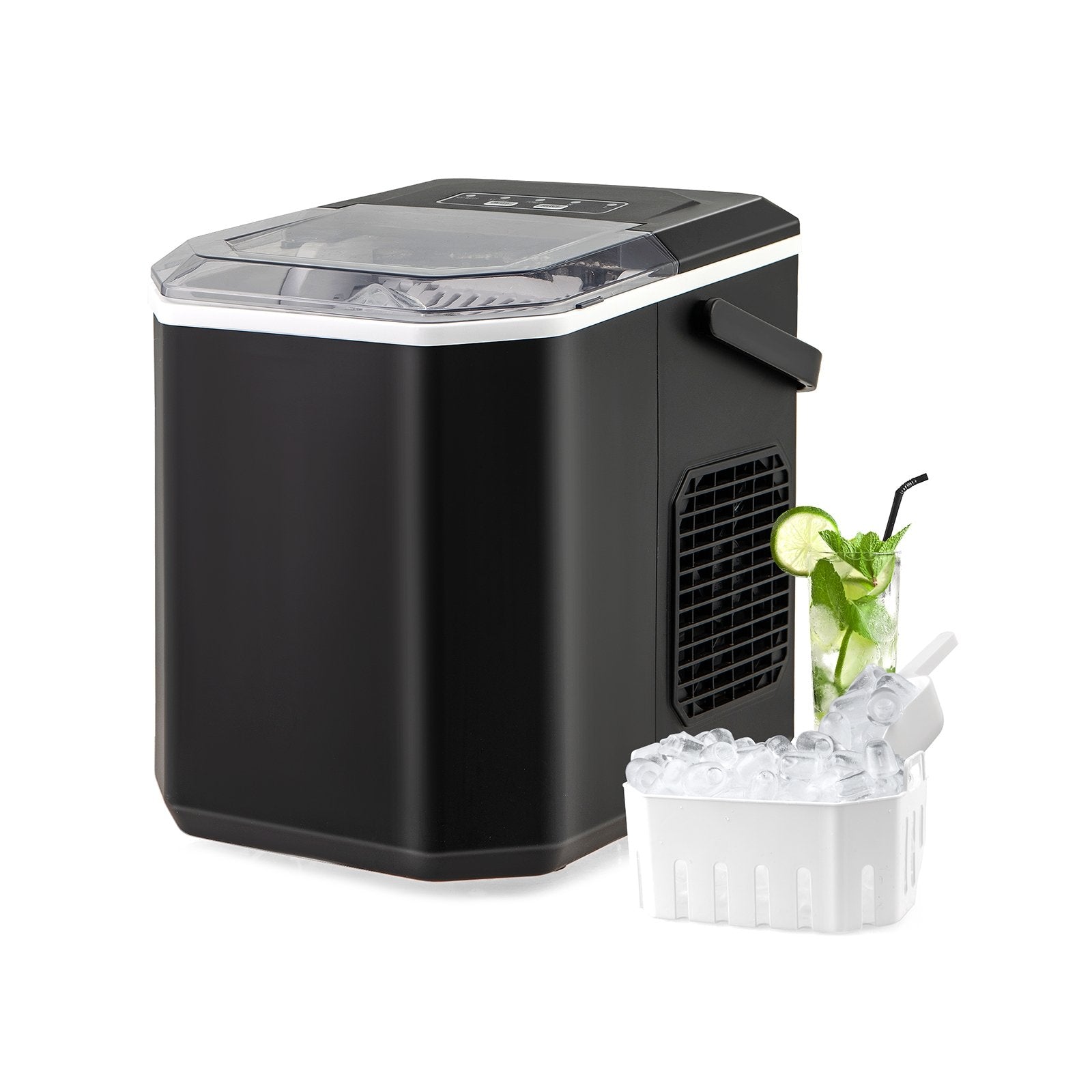 Ice Maker Countertop with Self-Cleaning for Home Kitchen Office Party, Black Ice Makers Black at Gallery Canada