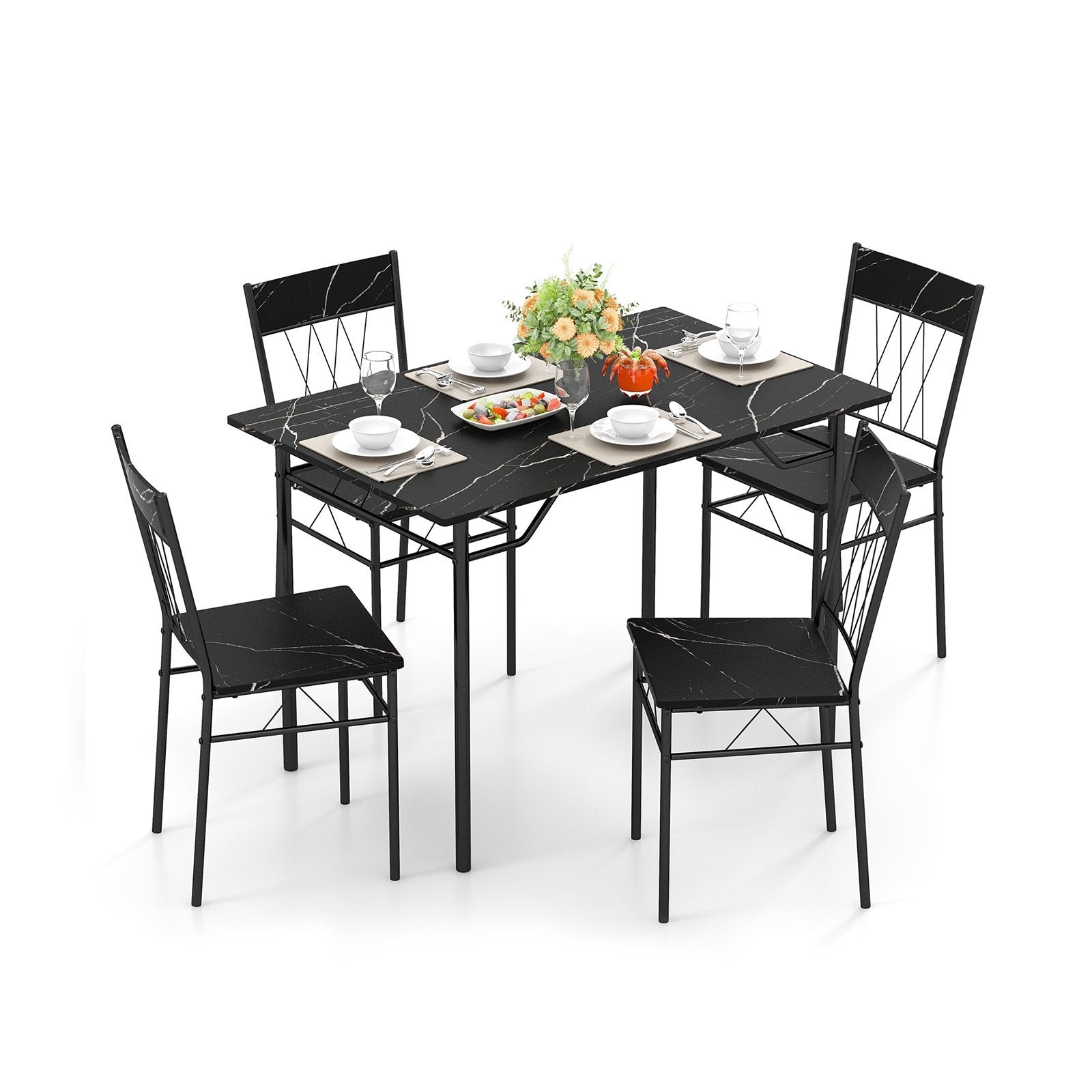 5-Piece Dining Table Set for 4 with Kitchen Table and 4 Dining Chairs, Black Dining Room Sets Black  at Gallery Canada