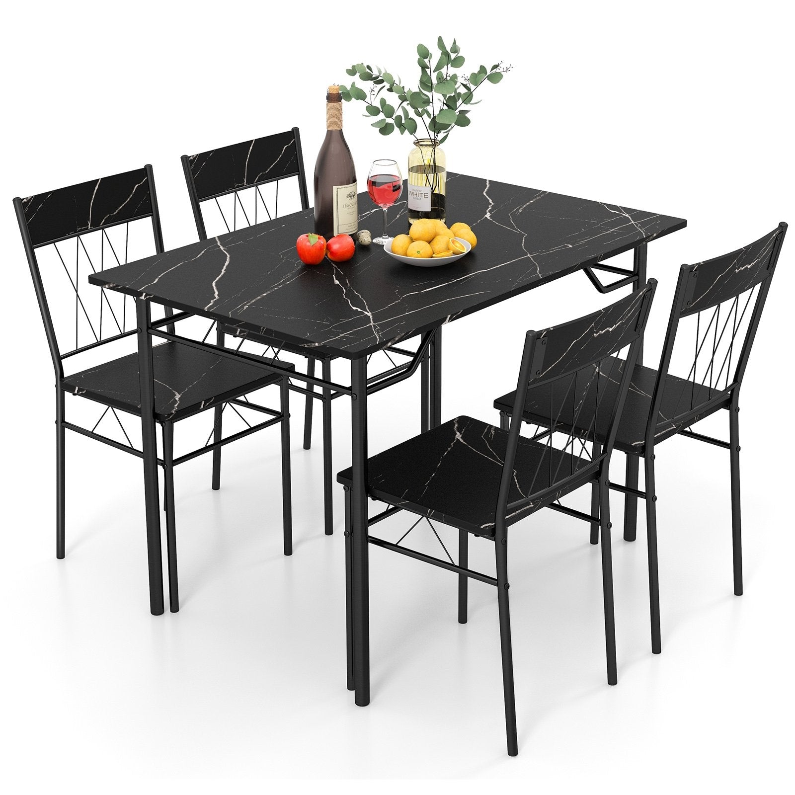 5-Piece Dining Table Set for 4 with Kitchen Table and 4 Dining Chairs, Black Dining Room Sets   at Gallery Canada