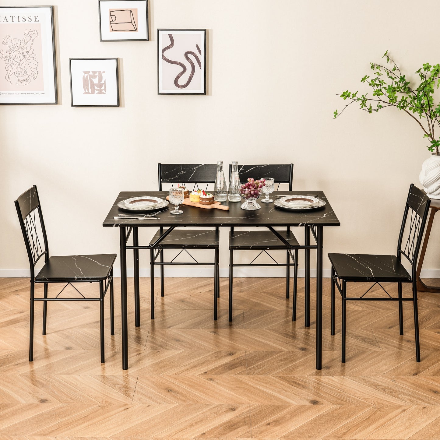 5-Piece Dining Table Set for 4 with Kitchen Table and 4 Dining Chairs, Black Dining Room Sets   at Gallery Canada