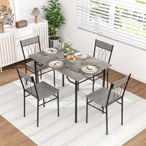 5-Piece Dining Table Set for 4 with Kitchen Table and 4 Dining Chairs, Gray