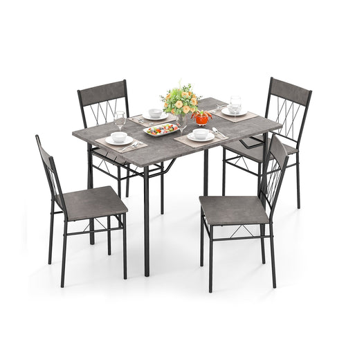 5-Piece Dining Table Set for 4 with Kitchen Table and 4 Dining Chairs, Gray