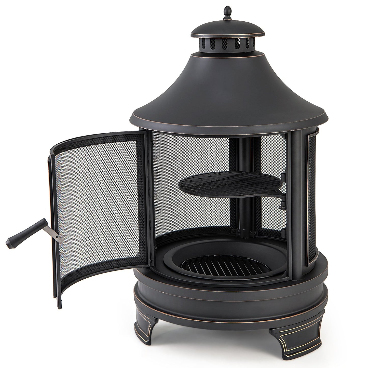 30 Inch Outdoor Fire Pit Machine with Grill for Garden BBQ, Black Fire Pits   at Gallery Canada