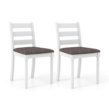 Set of 2 Rubber Wood Dining Chairs with Upholstered Seat, White Dining Chairs White  at Gallery Canada