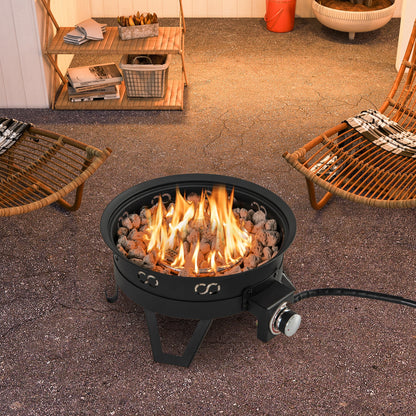 17 Inch Portable Gas Fire Pit with Folding Legs and Removable Grill for Camping, Black Fire Pits   at Gallery Canada