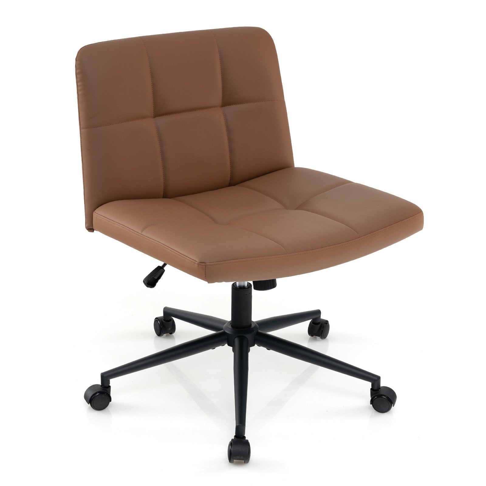 Height-adjustable Armless Desk Chair with Wheels for Home Office Make Up, Brown Armless Chairs Brown  at Gallery Canada