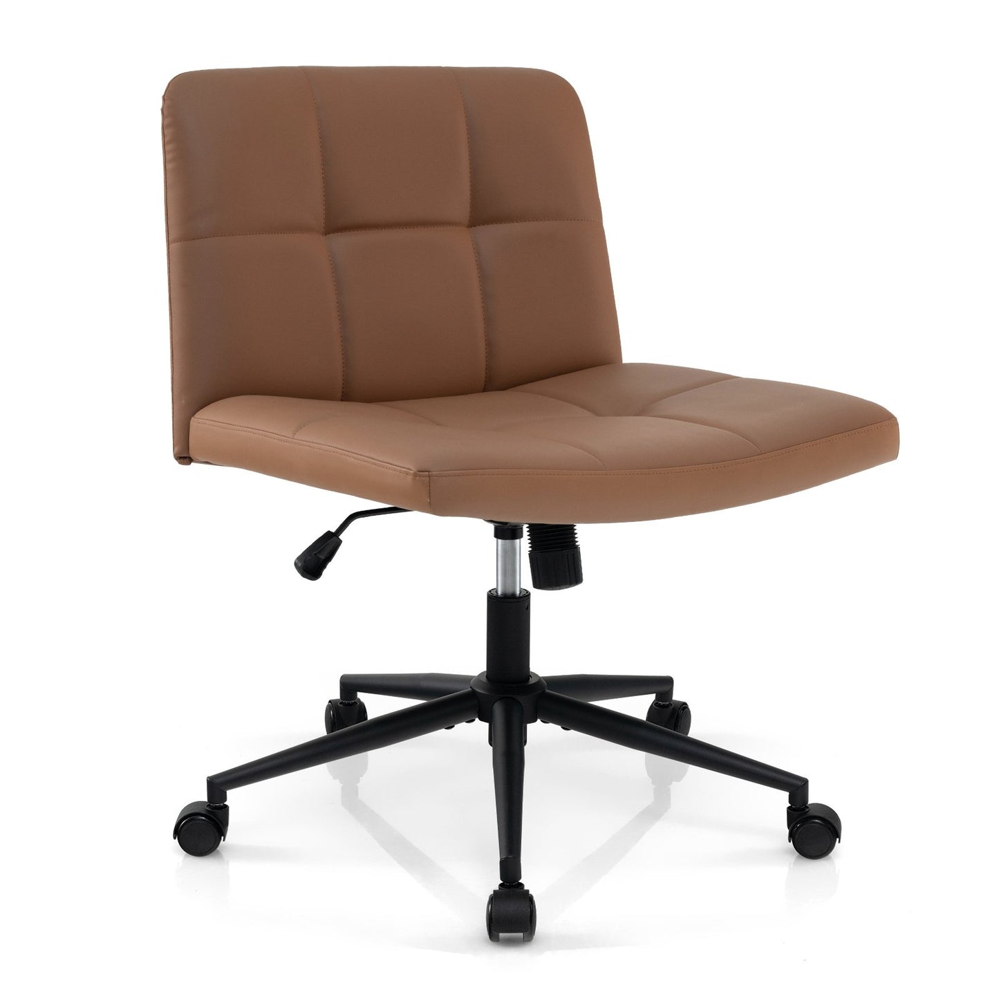 Height-adjustable Armless Desk Chair with Wheels for Home Office Make Up, Brown Armless Chairs   at Gallery Canada