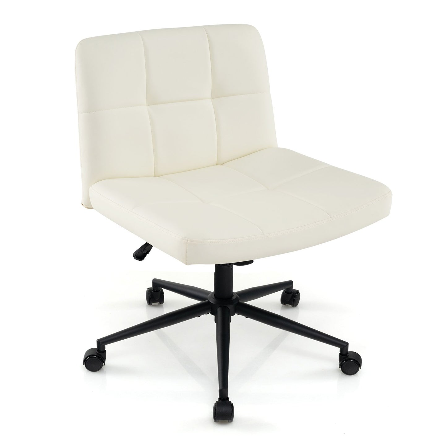 Height-adjustable Armless Desk Chair with Wheels for Home Office Make Up, Beige Armless Chairs Beige  at Gallery Canada