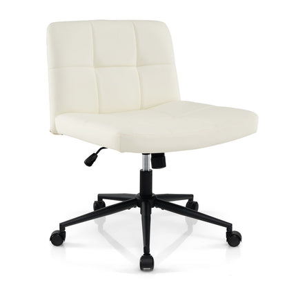 Height-adjustable Armless Desk Chair with Wheels for Home Office Make Up, Beige Armless Chairs   at Gallery Canada