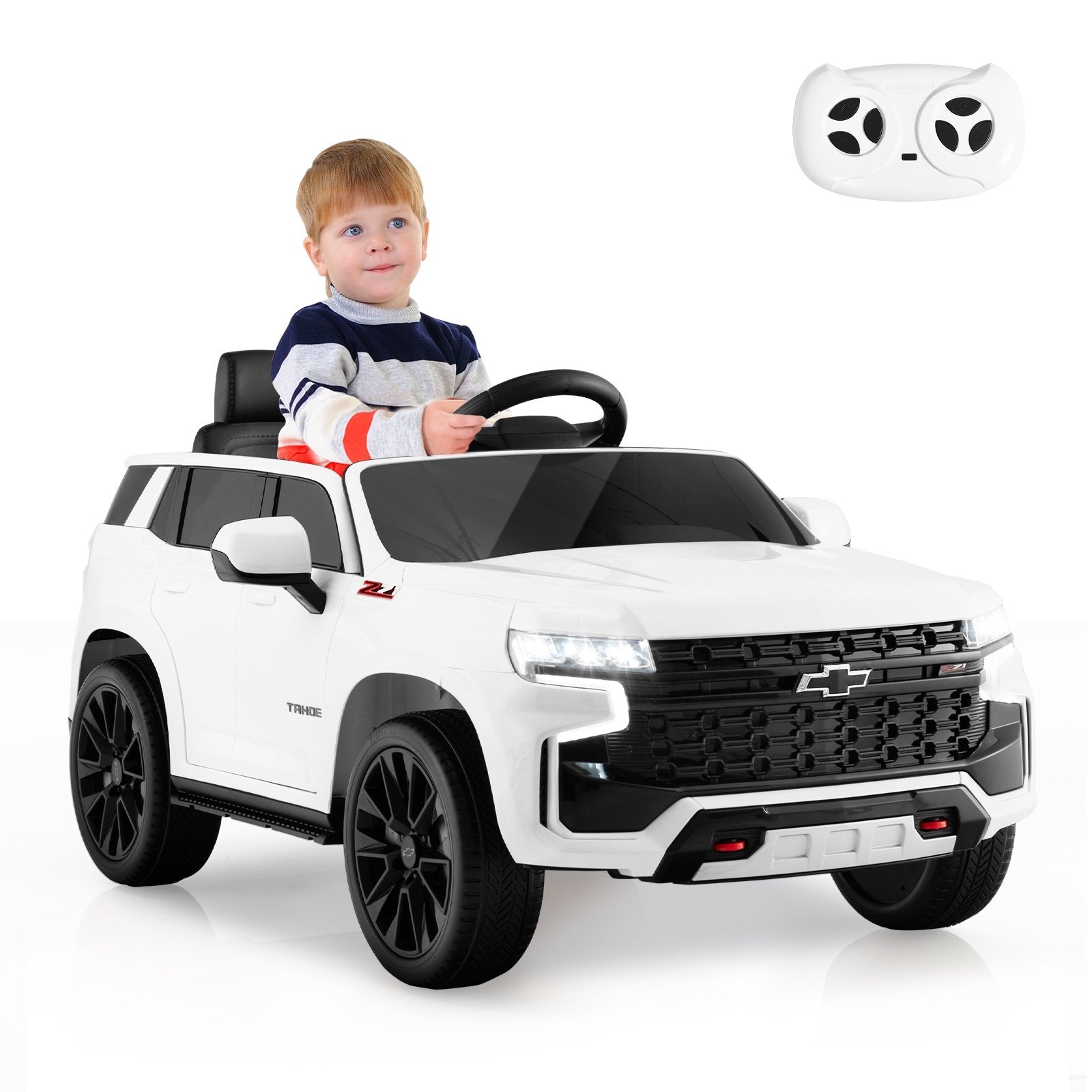 12V Kids Ride on Car with 2.4G Remote Control, White Powered Ride On Toys White  at Gallery Canada