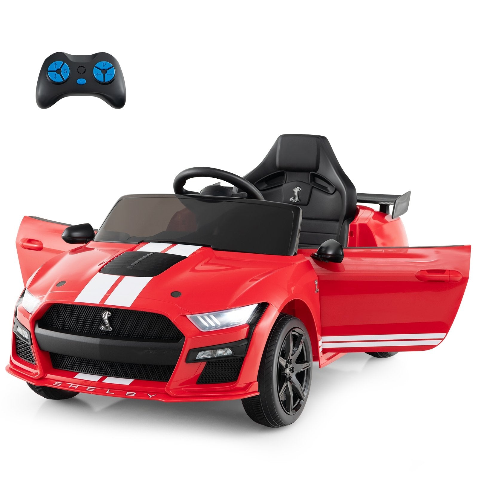 12V Licensed Ford Mustang Shelby GT500 Kids Ride on Car with Remote Control for Kids Aged 3-8, Red Powered Ride On Toys Red  at Gallery Canada