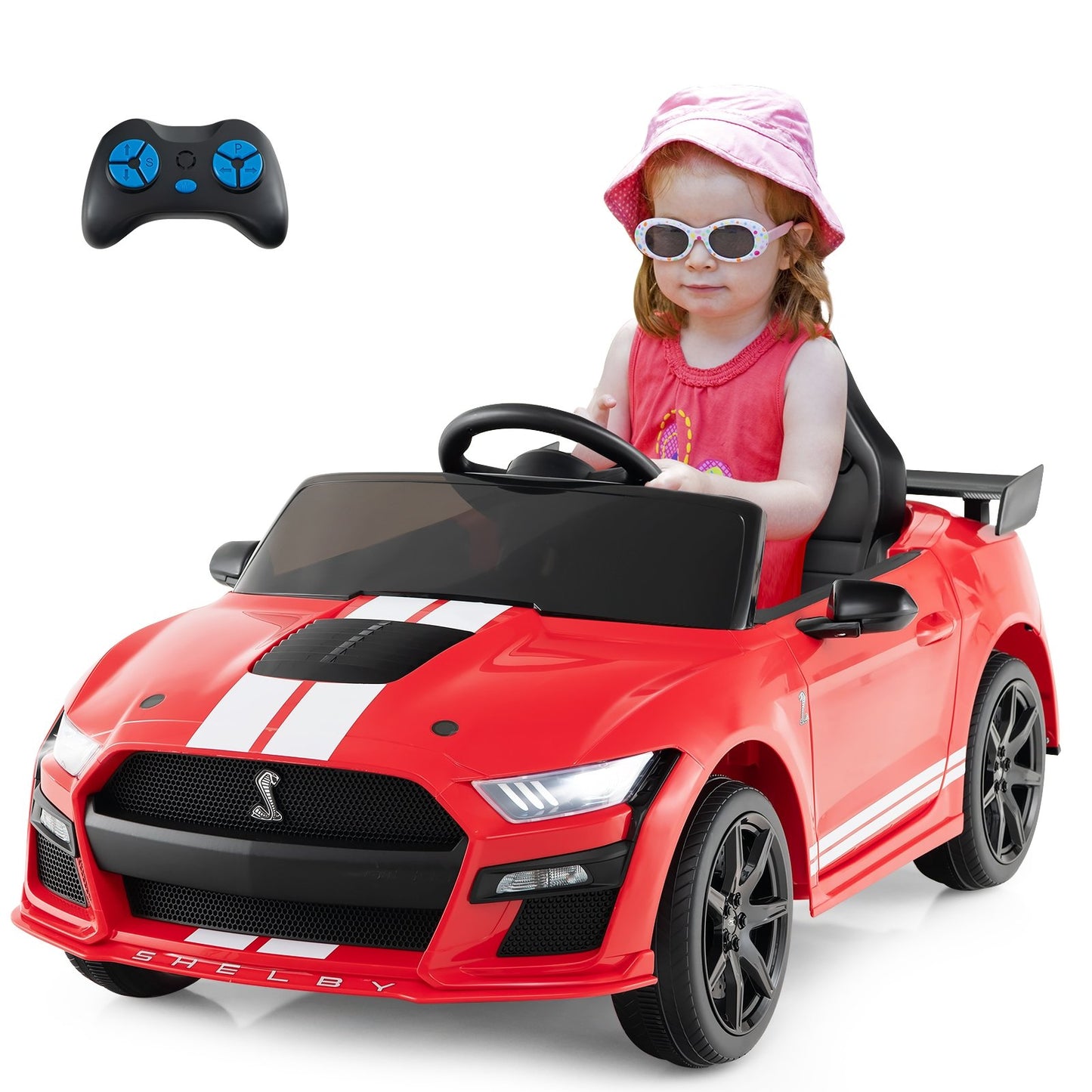 12V Licensed Ford Mustang Shelby GT500 Kids Ride on Car with Remote Control for Kids Aged 3-8, Red Powered Ride On Toys   at Gallery Canada