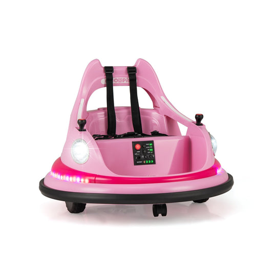 12V Kids Ride On Bumper Car with Remote Control and Dual Joysticks, Pink Powered Ride On Toys Pink  at Gallery Canada