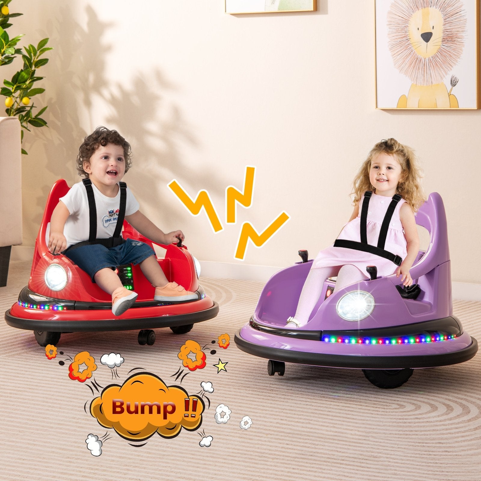 12V Kids Ride On Bumper Car with Remote Control and Dual Joysticks, Red Powered Ride On Toys   at Gallery Canada