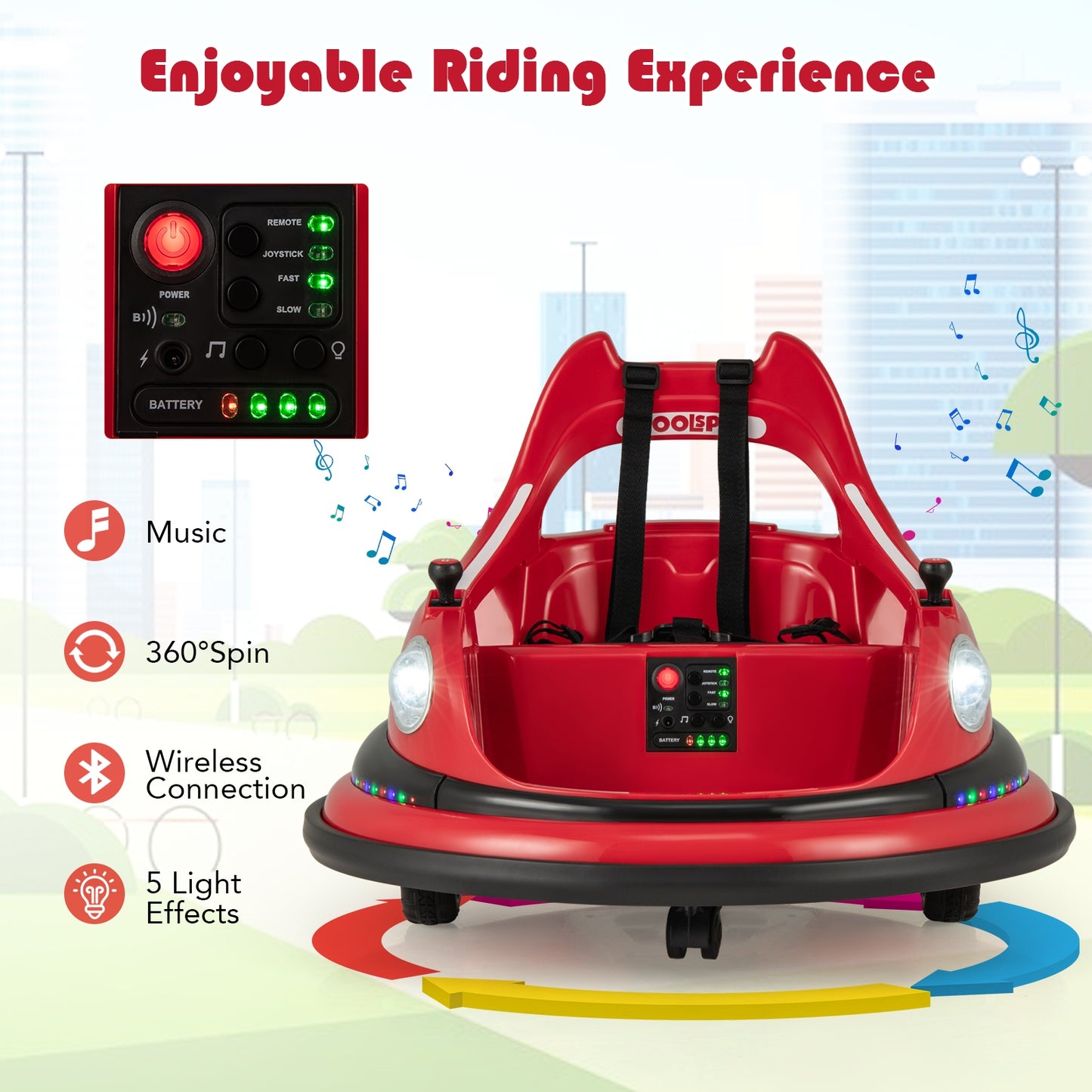 12V Kids Ride On Bumper Car with Remote Control and Dual Joysticks, Red Powered Ride On Toys   at Gallery Canada