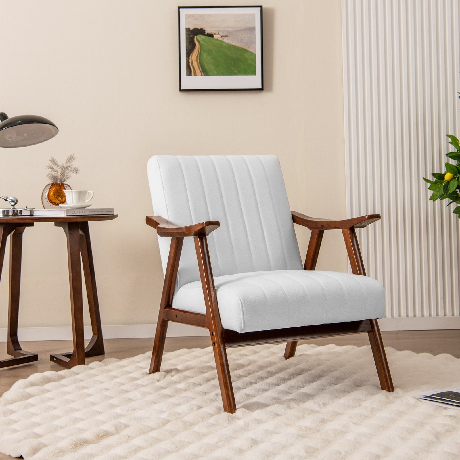 Modern Accent Chair Leisure Armchair with Felt Pads, Beige Accent Chairs   at Gallery Canada