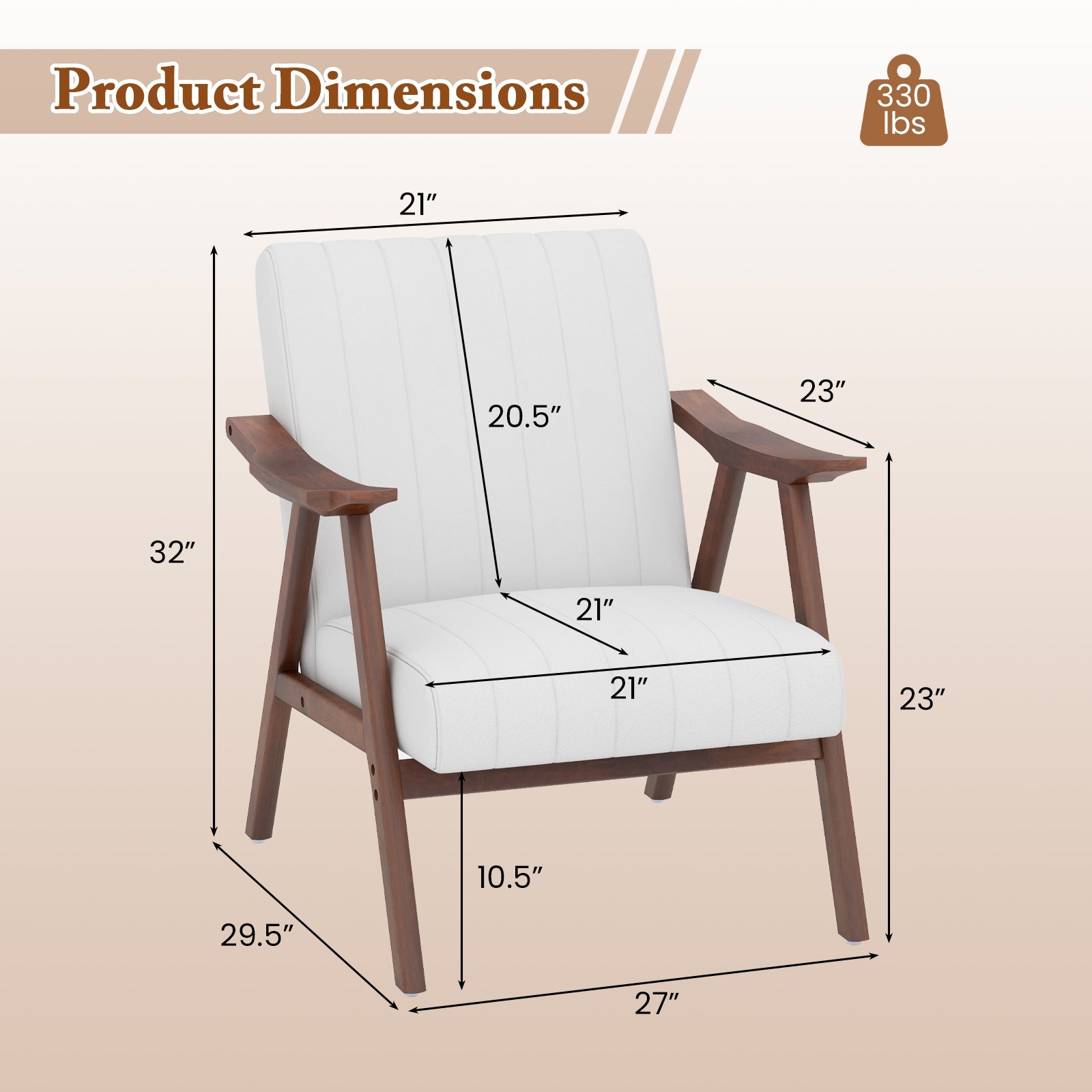 Modern Accent Chair Leisure Armchair with Felt Pads, Beige Accent Chairs   at Gallery Canada