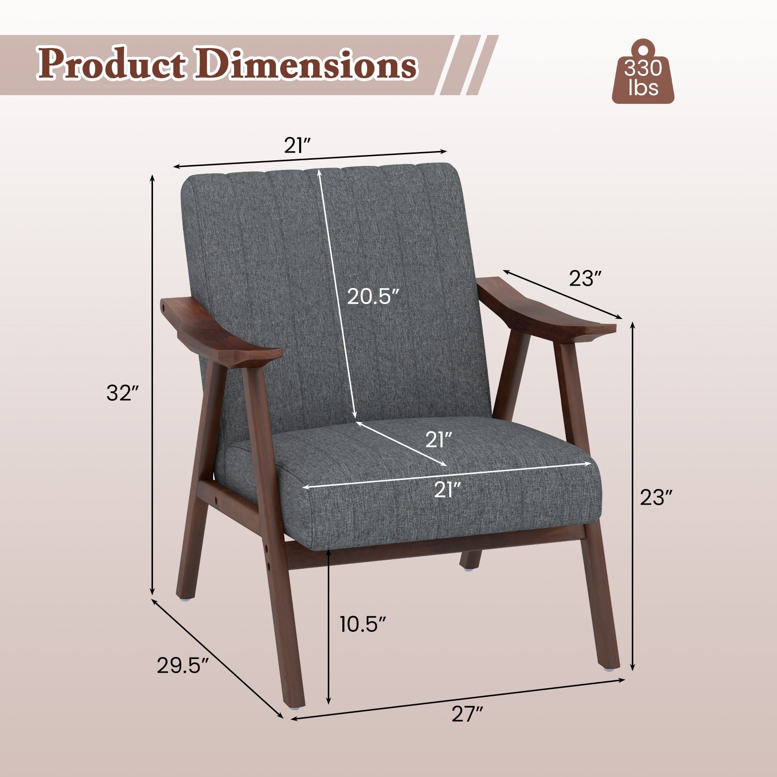 Modern Accent Chair Leisure Armchair with Felt Pads, Light Gray Accent Chairs   at Gallery Canada