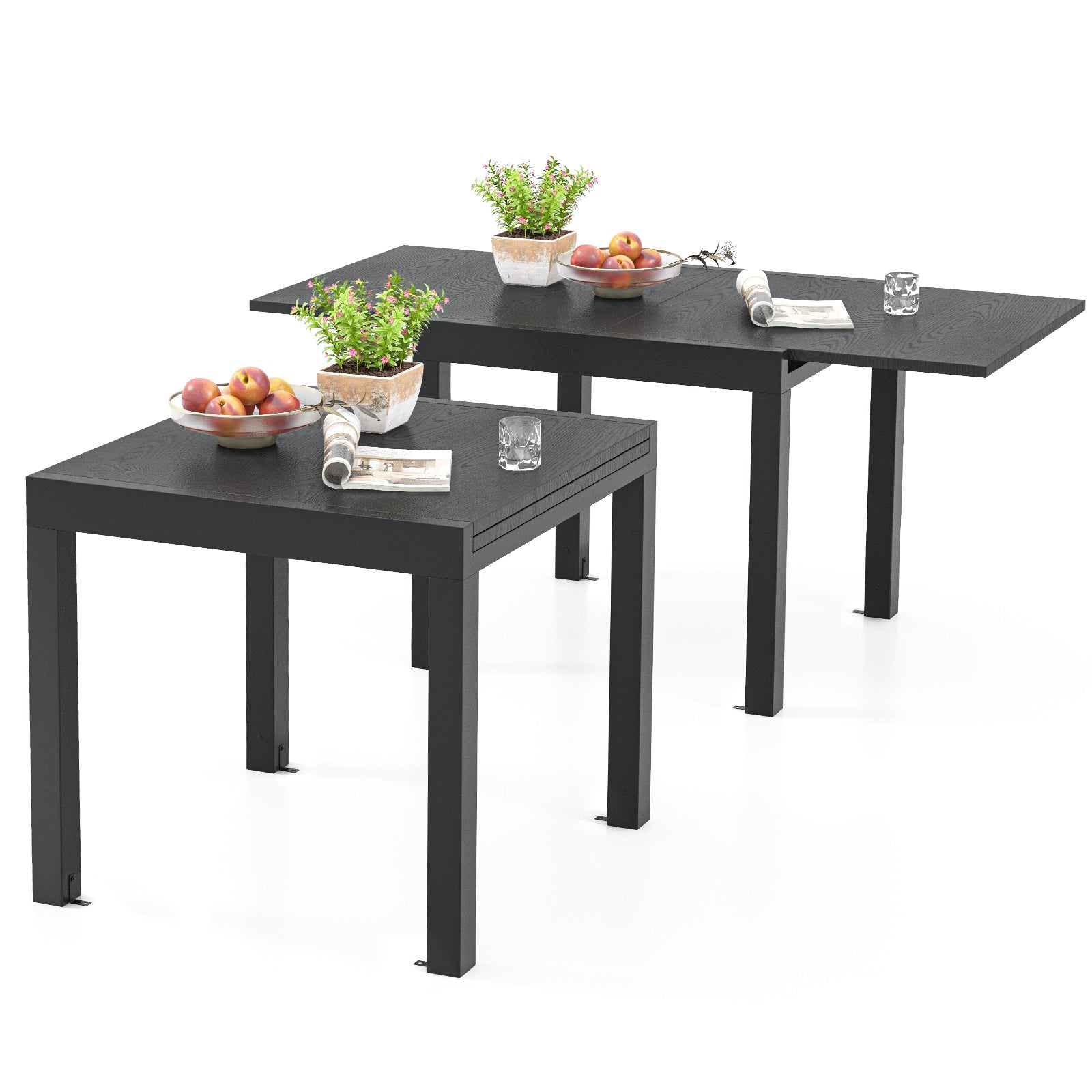 31.5 inches-63 inches Adjustable Patio Expandable Dining Table for 4-6 Person, Gray Dining Tables   at Gallery Canada