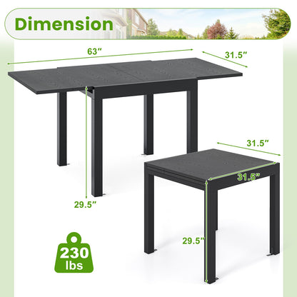 31.5 inches-63 inches Adjustable Patio Expandable Dining Table for 4-6 Person, Gray Dining Tables   at Gallery Canada