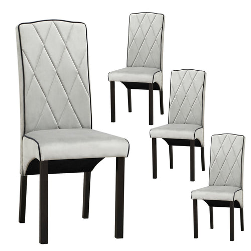 Modern Dining Chair with High Backrest High-density Sponge Cushion, Light Gray