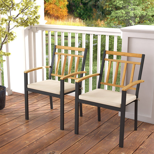 Set of 2 Patio Dining Chairs with Removable Padded Cushions-17 Inches Patio Dining Chairs Options  at Gallery Canada