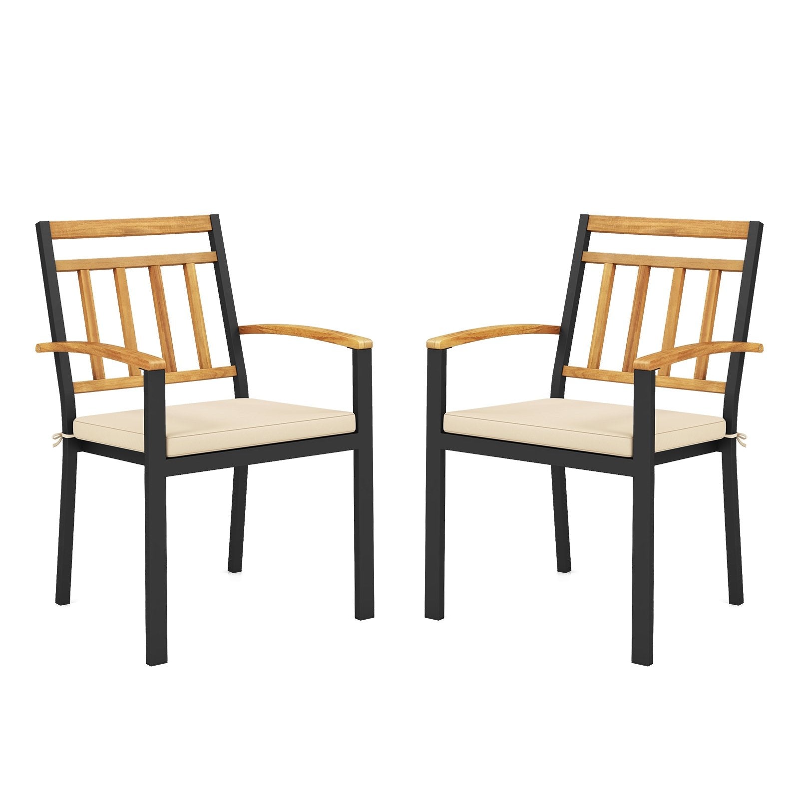 Set of 2 Patio Dining Chairs with Removable Padded Cushions-17 Inches Patio Dining Chairs Options  at Gallery Canada