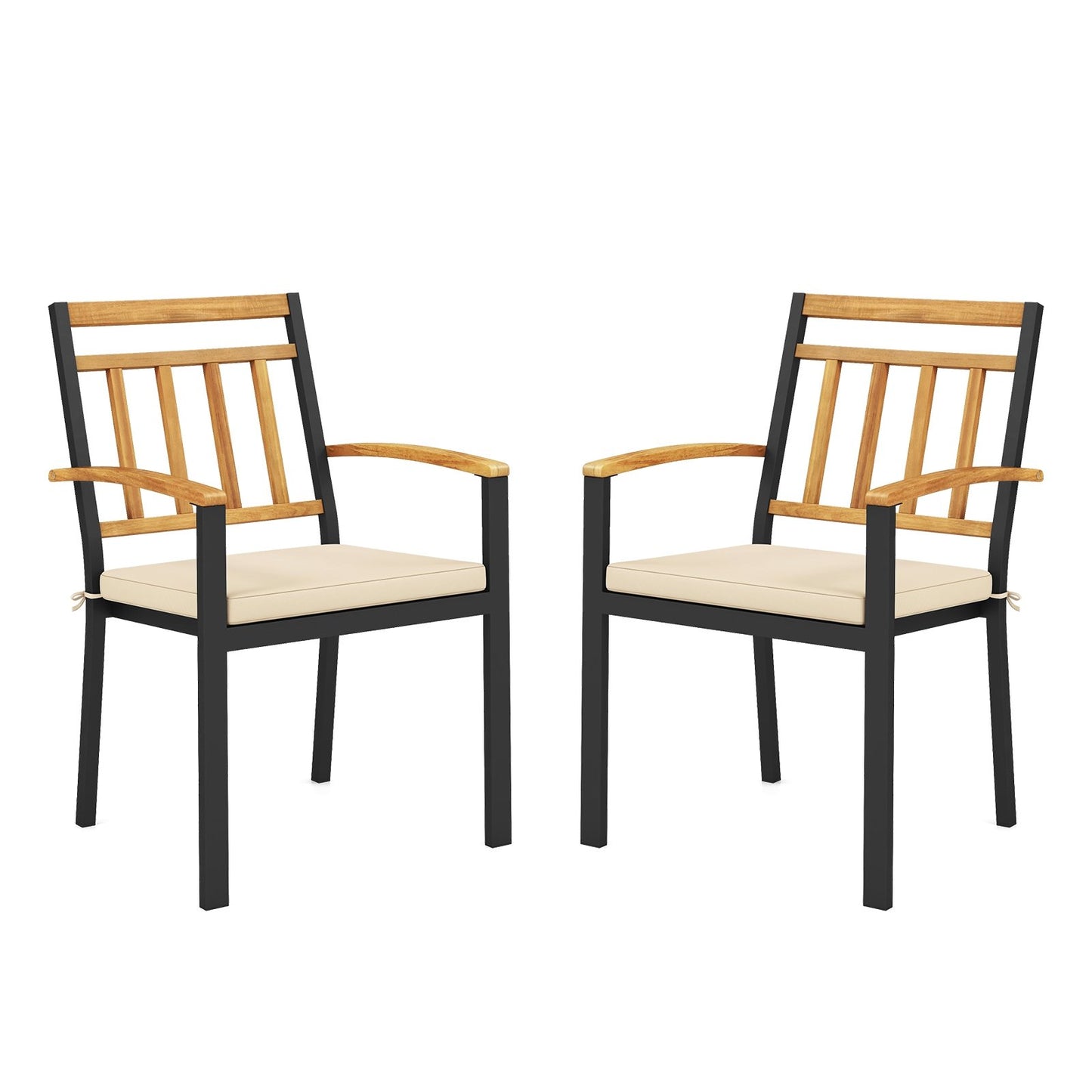 Set of 2 Patio Dining Chairs with Removable Padded Cushions-17 Inches Patio Dining Chairs Options  at Gallery Canada