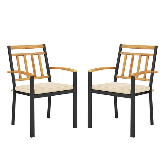 Set of 2 Patio Dining Chairs with Removable Padded Cushions-17 Inches Patio Dining Chairs Options  at Gallery Canada