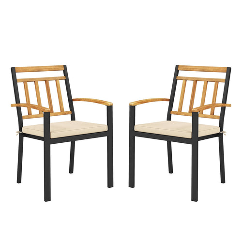 Set of 2 Patio Dining Chairs with Removable Padded Cushions-17 Inches