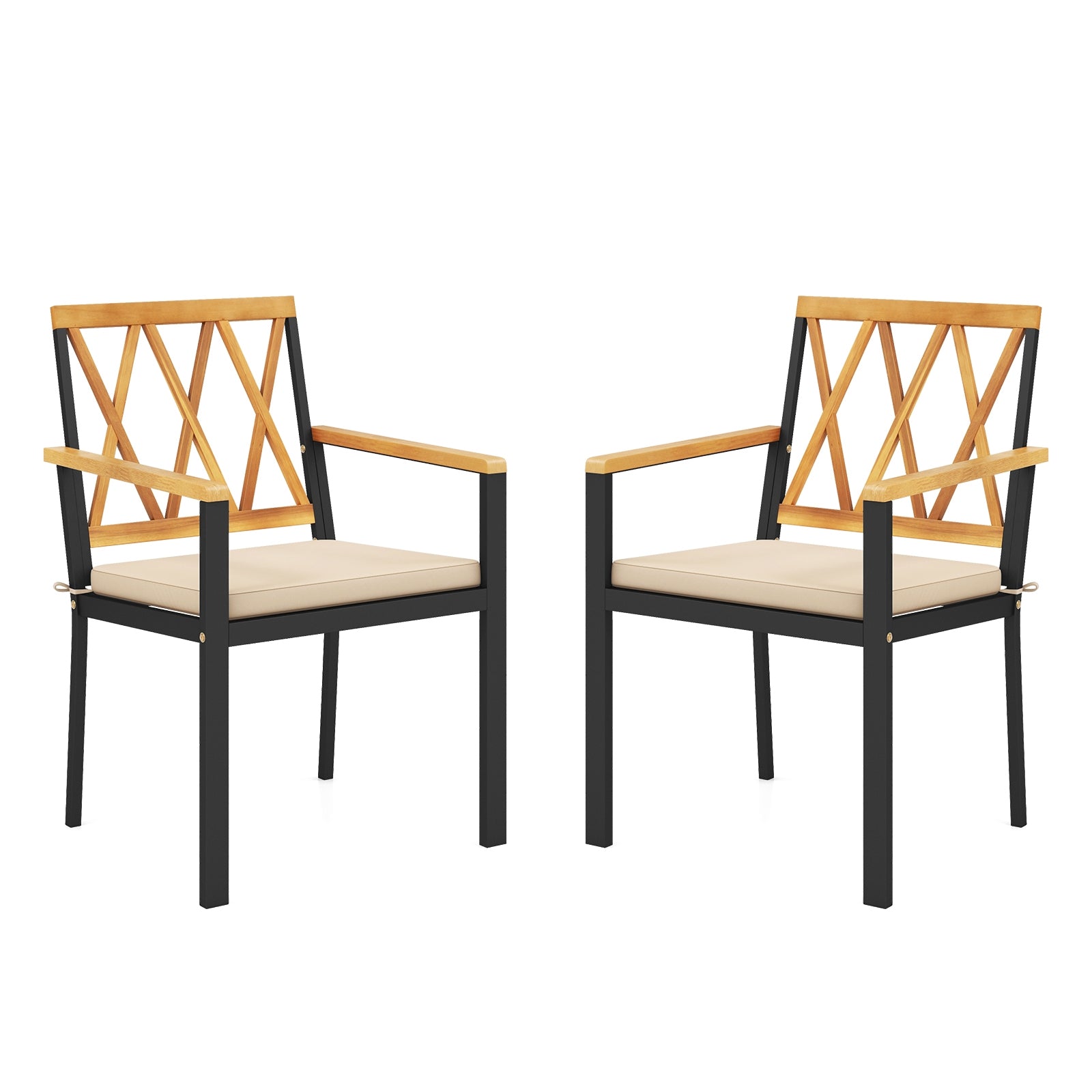 Set of 2 Patio Dining Chairs with Removable Padded Cushions-18 Inches Patio Dining Chairs Options  at Gallery Canada