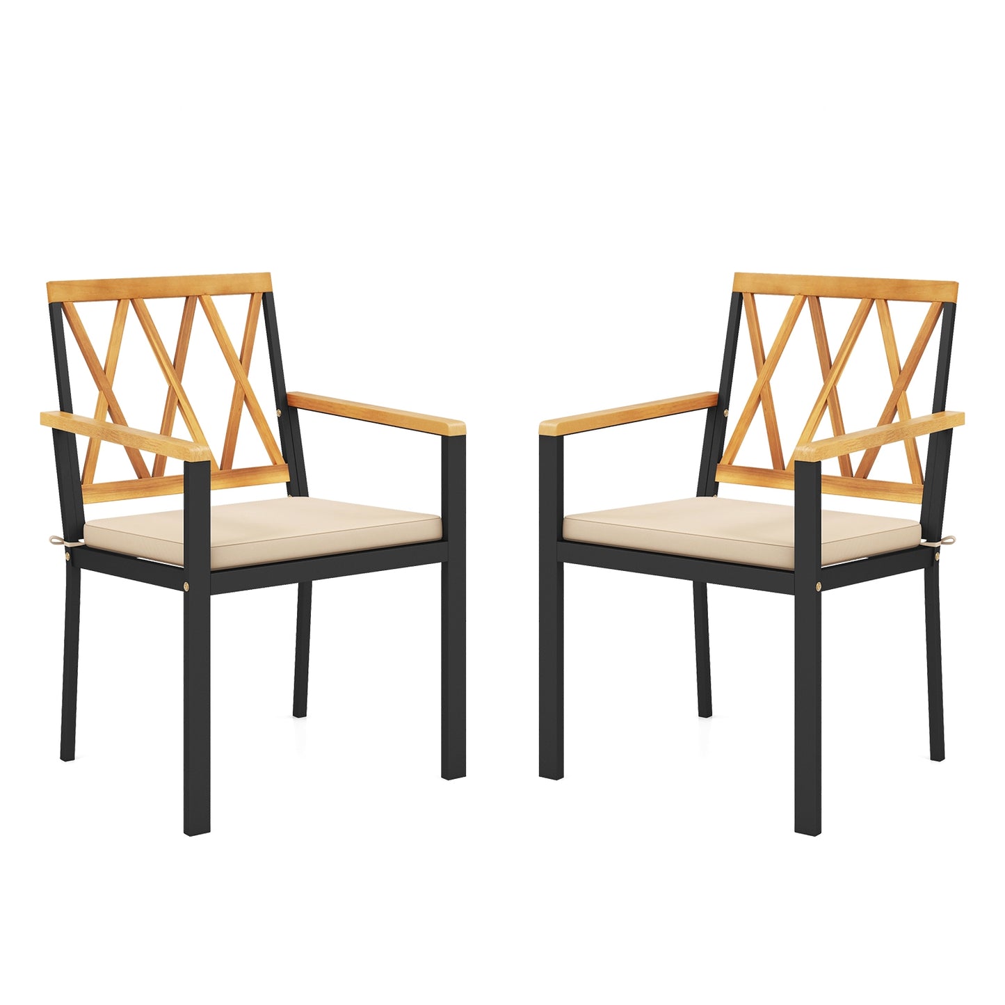 Set of 2 Patio Dining Chairs with Removable Padded Cushions-18 Inches Patio Dining Chairs Options  at Gallery Canada