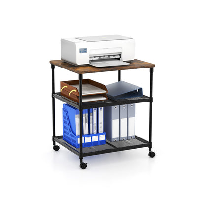 3 Tier Printer Stand Rolling Fax Cart with Adjustable Shelf and Swivel Wheels, Coffee Laptop Tables & Printer Stands Coffee  at Gallery Canada