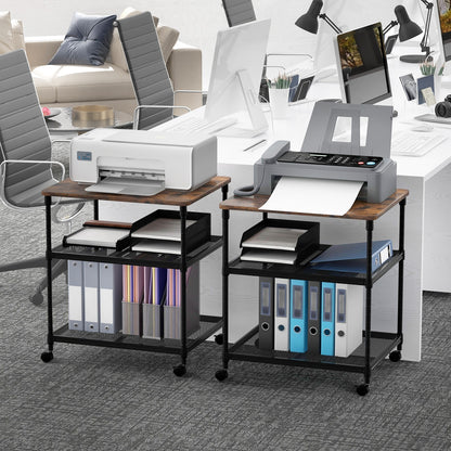 3 Tier Printer Stand Rolling Fax Cart with Adjustable Shelf and Swivel Wheels, Coffee Laptop Tables & Printer Stands   at Gallery Canada