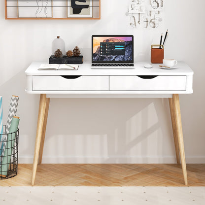 43.5 Inch Computer Desk with 2 Drawers for Small Spaces, White Computer Desks   at Gallery Canada