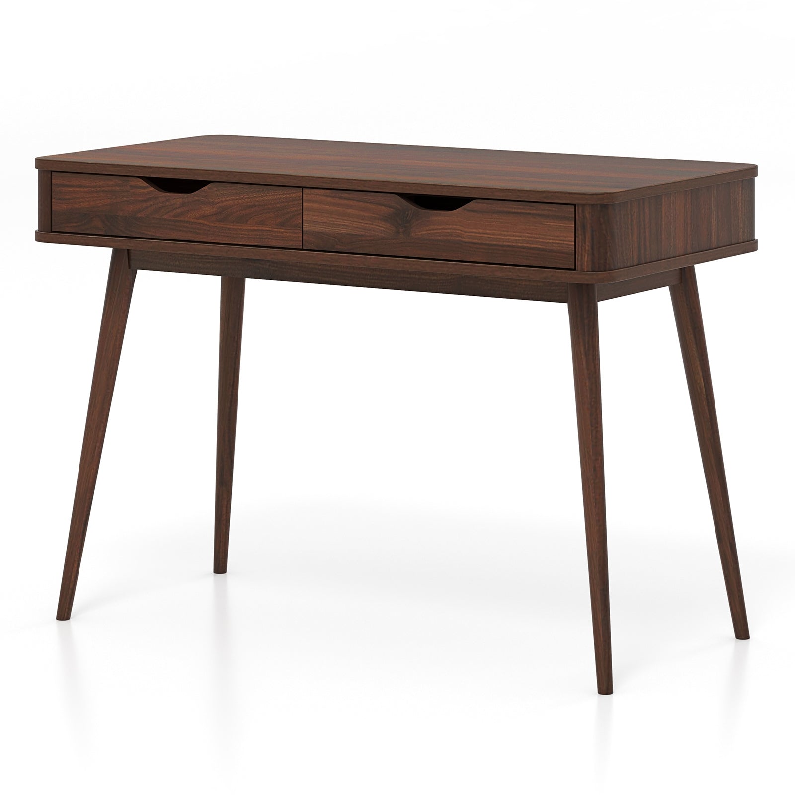 43.5 Inch Computer Desk with 2 Drawers for Small Spaces, Walnut Computer Desks at Gallery Canada