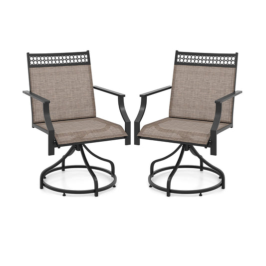 Patio Swivel Dining Chairs Set of 2 with Heavy-duty Metal Frame and Armrests, Brown Patio Dining Chairs Brown  at Gallery Canada