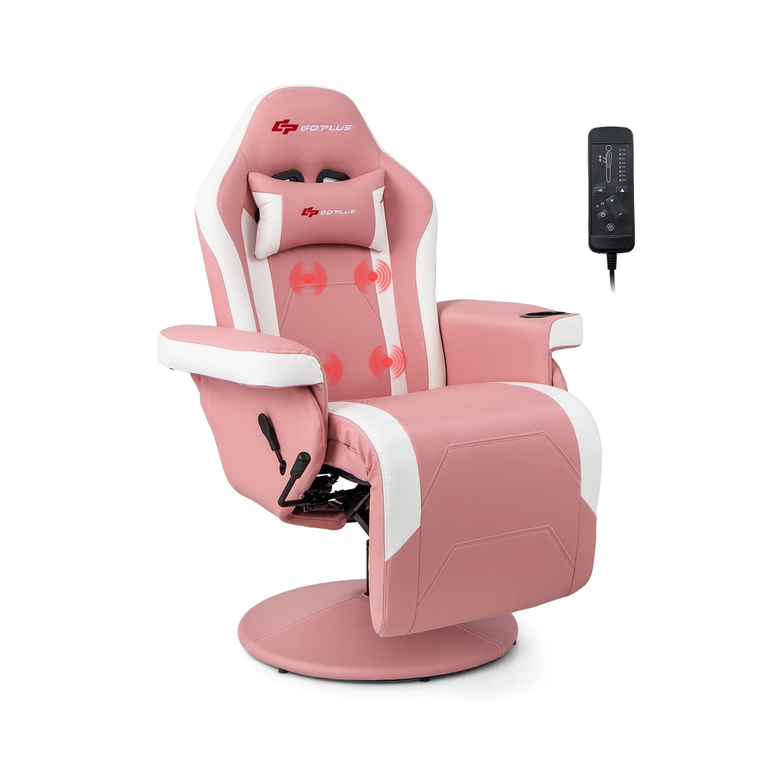 Massage Video Gaming Recliner Chair with Adjustable Height, Pink Gaming Chairs Pink  at Gallery Canada