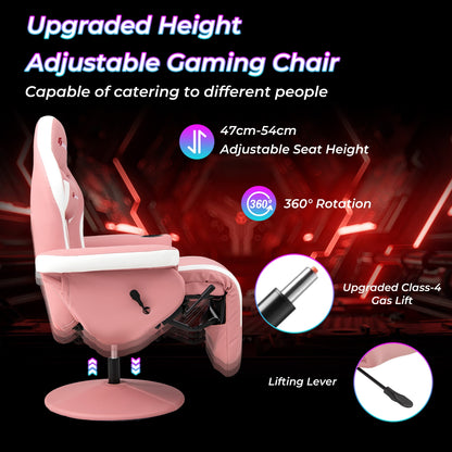 Massage Video Gaming Recliner Chair with Adjustable Height, Pink Gaming Chairs   at Gallery Canada