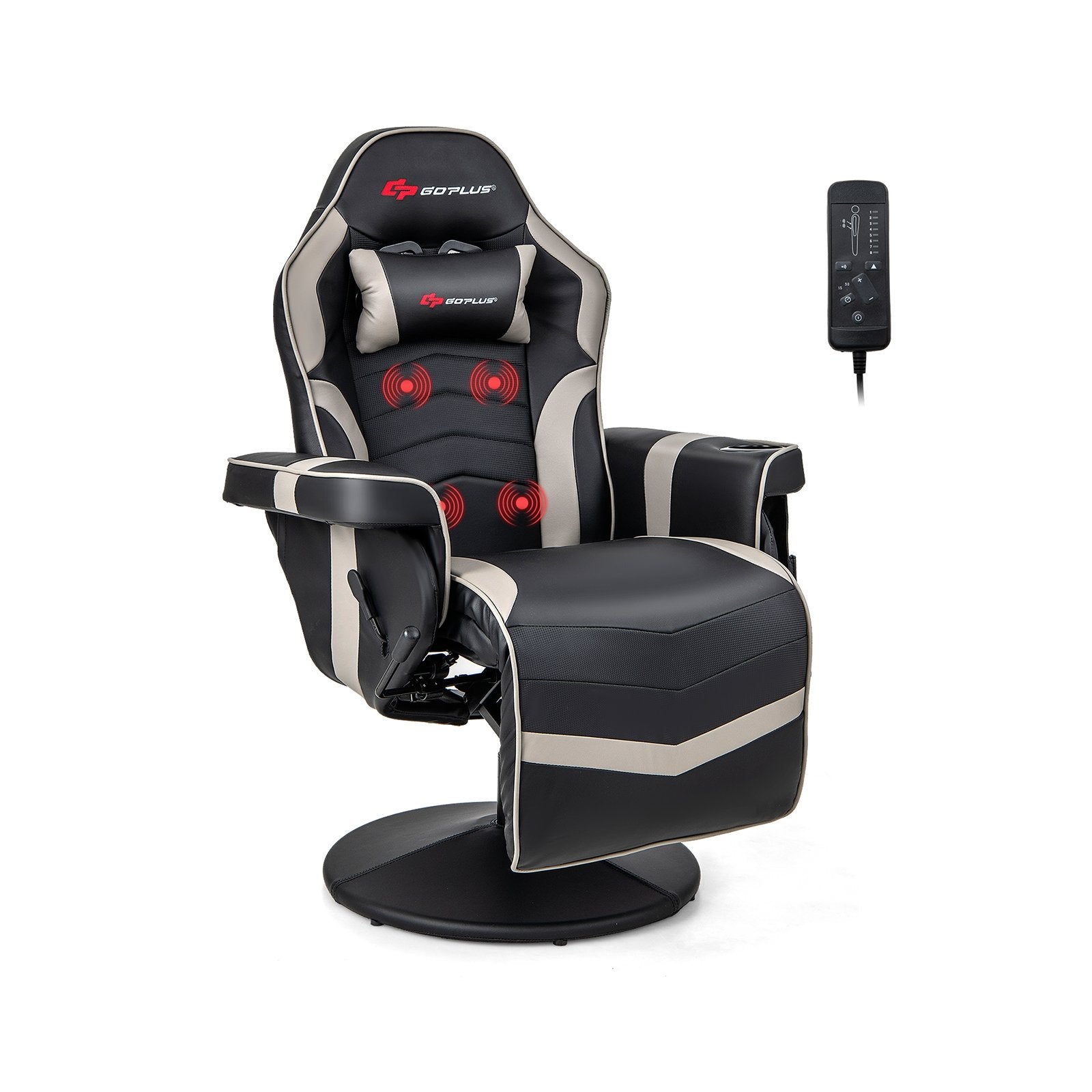 Massage Video Gaming Recliner Chair with Adjustable Height, Gray Gaming Chairs Gray  at Gallery Canada