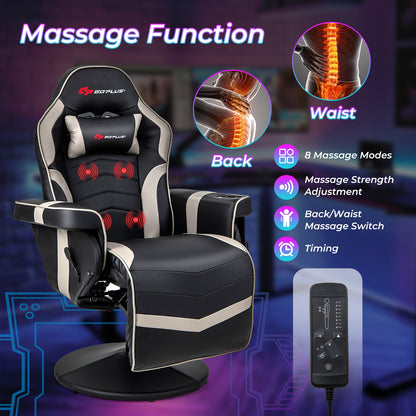 Massage Video Gaming Recliner Chair with Adjustable Height, Gray Gaming Chairs   at Gallery Canada