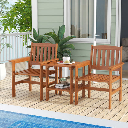 3 Piece Patio Bistro Table and Chairs Set with Umbrella Hole, Natural Patio Conversation Sets   at Gallery Canada