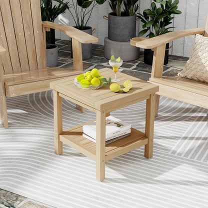 2-Tier Outdoor Side Table with Shelf for Porch Deck Garden, Natural Patio Coffee Tables   at Gallery Canada