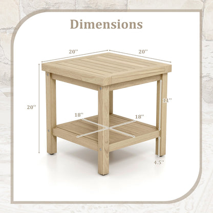 2-Tier Outdoor Side Table with Shelf for Porch Deck Garden, Natural Patio Coffee Tables   at Gallery Canada