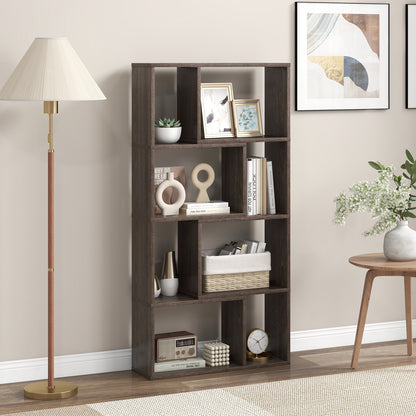 48 Inch 4-Tier Geometric Bookshelf with 8 Cubes for Living Room Bedroom, Gray Bookcases   at Gallery Canada