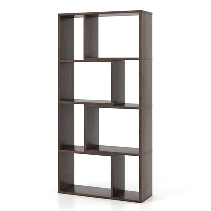 48 Inch 4-Tier Geometric Bookshelf with 8 Cubes for Living Room Bedroom, Gray Bookcases   at Gallery Canada